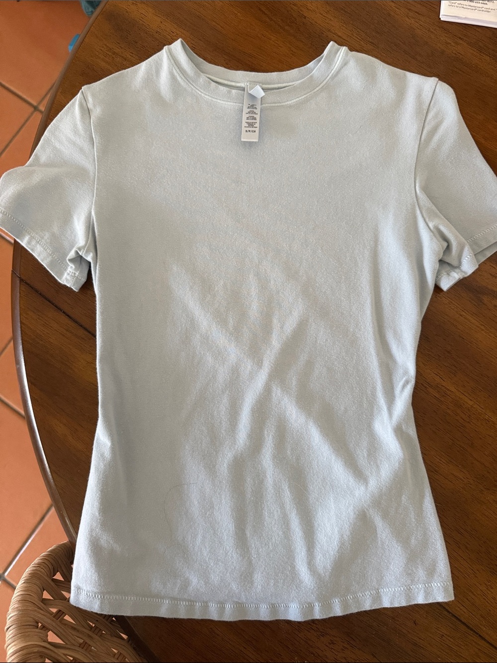 SKIMS Short Sleeve Tee in Light Blue